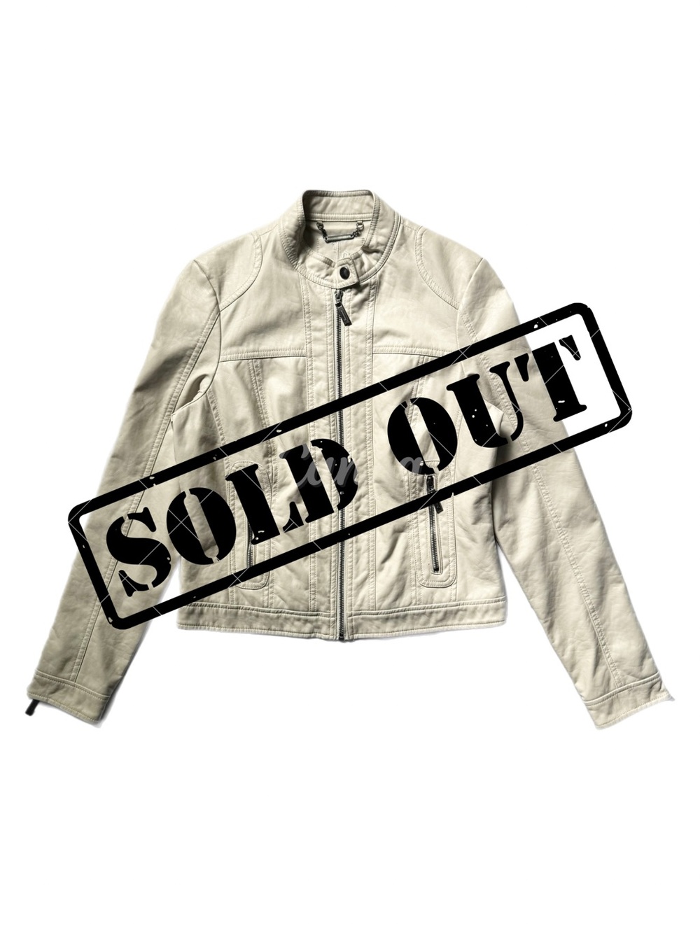 J2 By Jou Jou Beige Faux Vegan Leather Moto Jacket